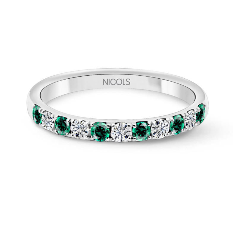 Anillo Diamantes Esmeralda Azalea Oro Blanco - Anillos de Esmeralda