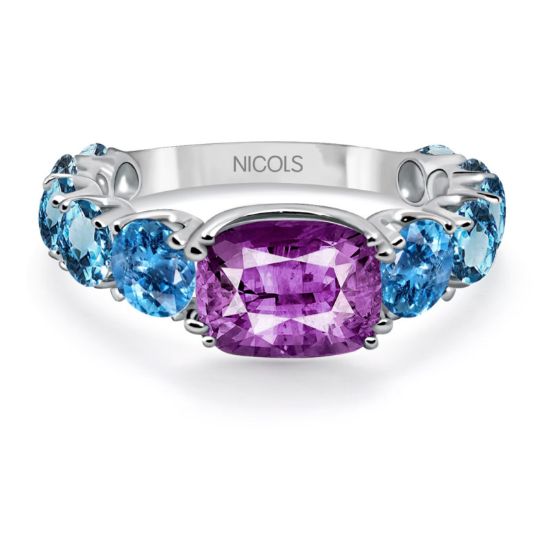 Anillo Amatista Topacio Rainbow Oro Blanco - Ringe andere Edelsteine