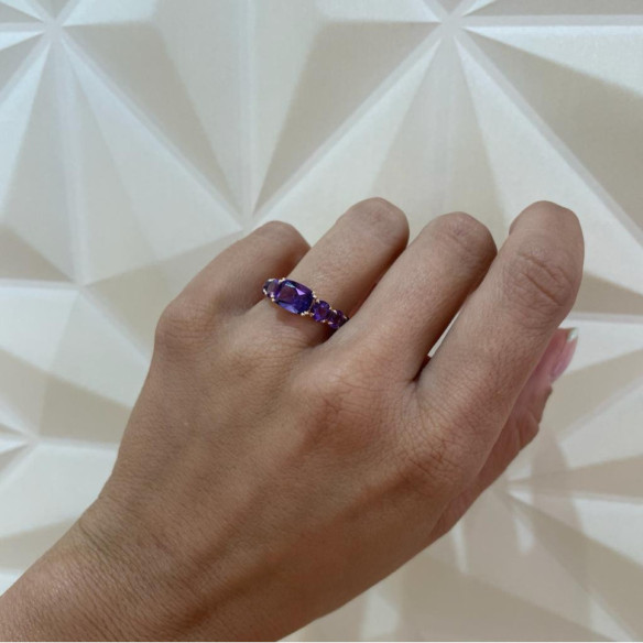 Anillo Amatista Rainbow Oro Rosa - Anillos Otras Piedras Preciosas