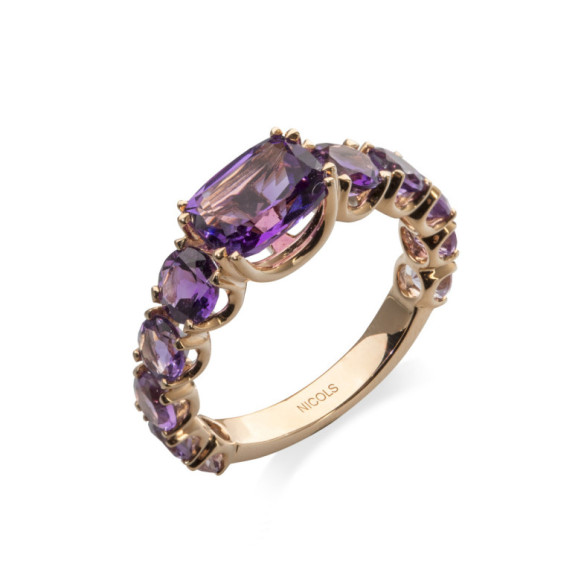 Anillo Amatista Rainbow Oro Rosa - Anillos Otras Piedras Preciosas