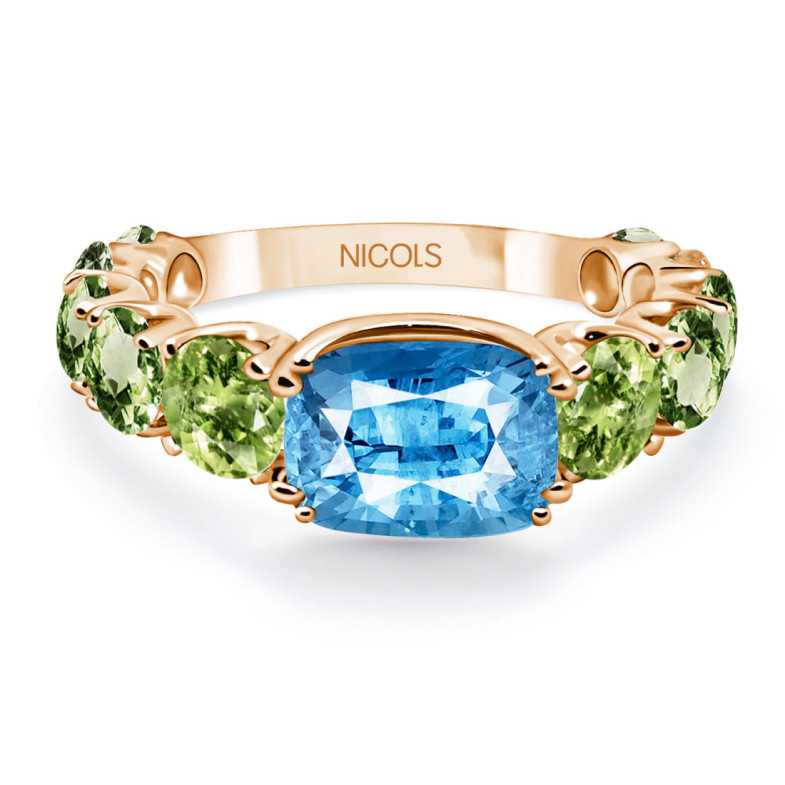 Regenbogen-Peridot-Topas-Ring aus Roségold - Ringe andere Edelsteine