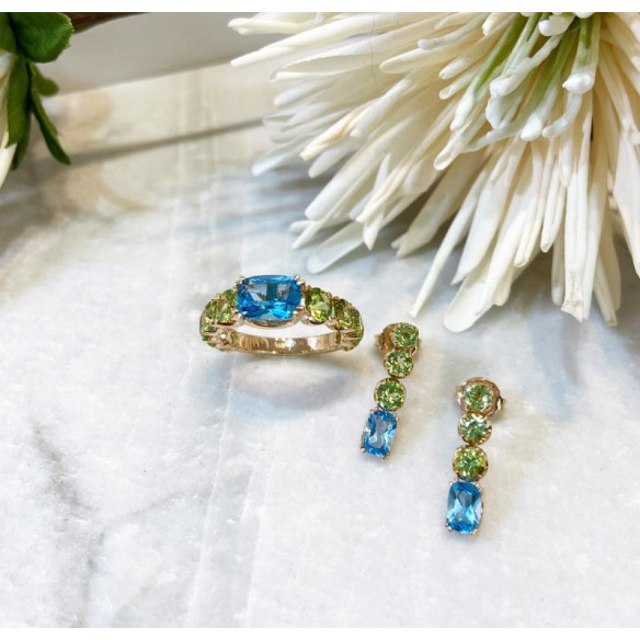 Regenbogen-Peridot-Topas-Ring aus Roségold - Ringe andere Edelsteine