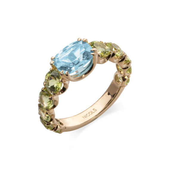 Regenbogen-Peridot-Topas-Ring aus Roségold - Ringe andere Edelsteine
