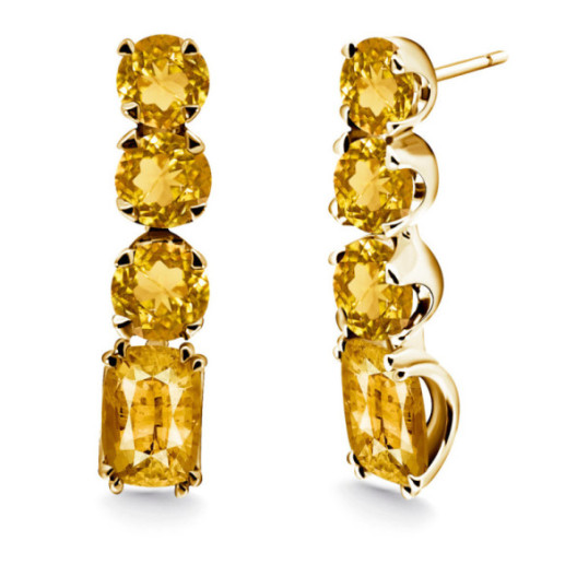 Pendientes Oro Citrino Rainbow - Pendientes Otras Piedras de Colores