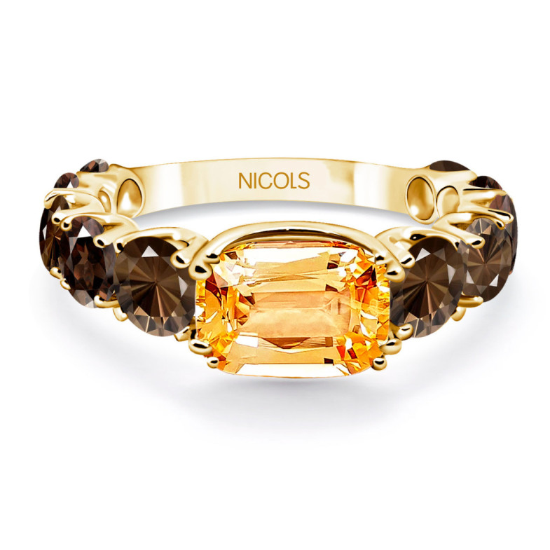 Anillo Citrino Cuarzo Fumé Rainbow Oro Amarillo - Bagues Autres pierres précieuses