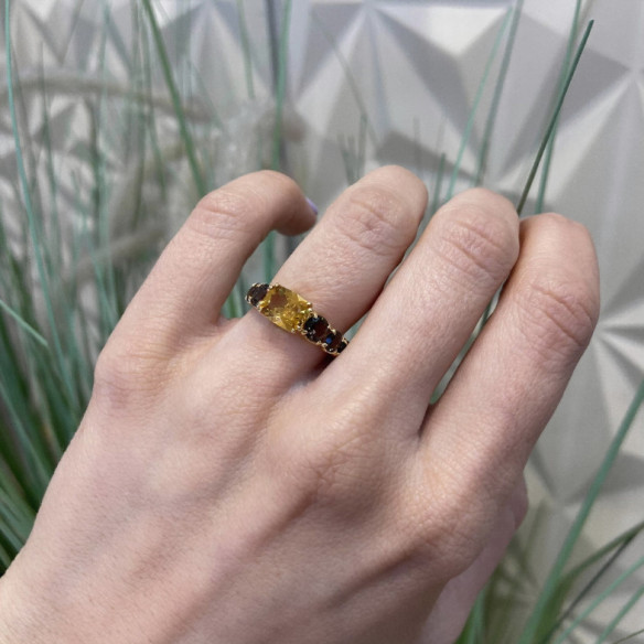 Anillo Citrino Cuarzo Fumé Rainbow Oro Amarillo - Bagues Autres pierres précieuses