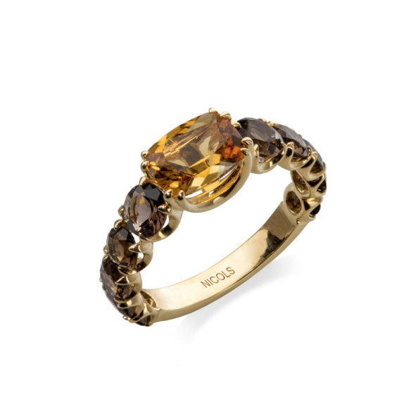 RAINBOW Citrine Ring Yellow Gold Fumé - Rings other precious stones