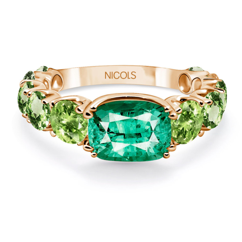 Anillo Cuarzo Verde Peridoto Rainbow Oro Rosa - Bagues Autres pierres précieuses