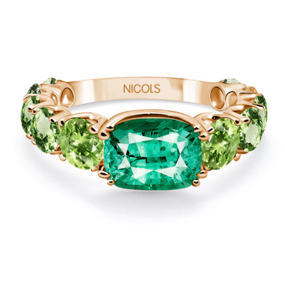 Anillo Cuarzo Verde Peridoto Rainbow Oro Rosa - Bagues Autres pierres précieuses