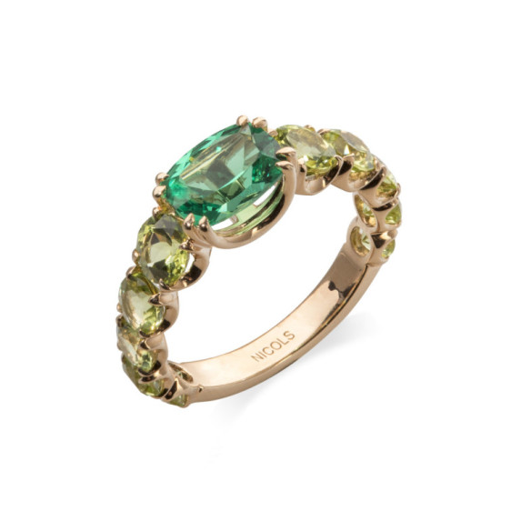 Anillo Cuarzo Verde Peridoto Rainbow Oro Rosa - Bagues Autres pierres précieuses