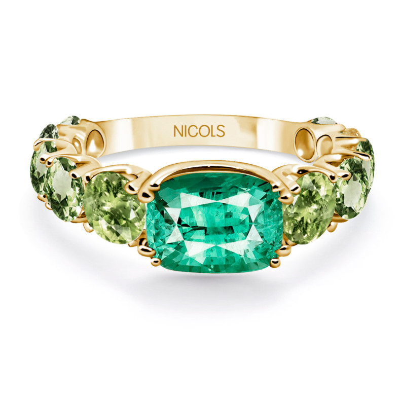 Anillo Cuarzo Verde Peridoto Rainbow - Anillos de Compromiso Verde
