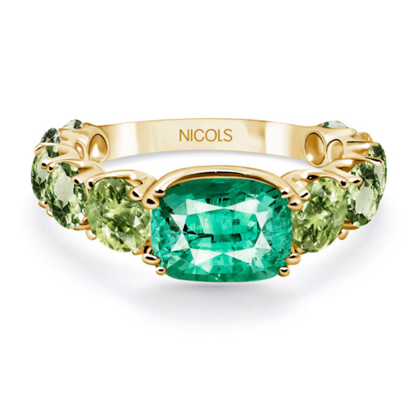 Anillo Cuarzo Verde Peridoto Rainbow - Anillos de Compromiso Verde