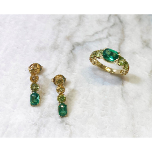 Anello al quarzo verde con peridoto arcobaleno - Anelli di fidanzamento verde 2