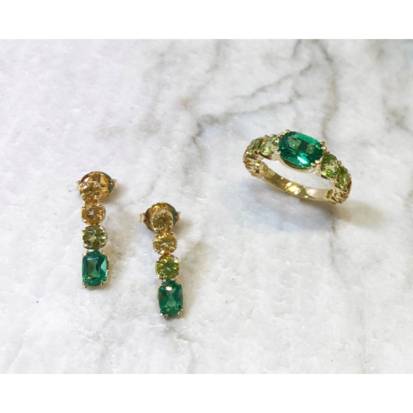 Anillo Cuarzo Verde Peridoto Rainbow - Anillos de Compromiso Verde