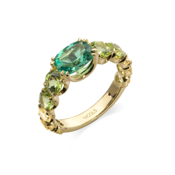Anillo Cuarzo Verde Peridoto Rainbow - Anillos de Compromiso Verde