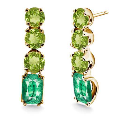 Peridot Green Gold Quartz Earrings RAINBOW - Green Stone Earrings