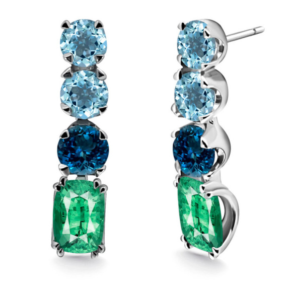 Pendientes Oro Cuarzo Topacio Rainbow - Pendientes Otras Piedras de Colores