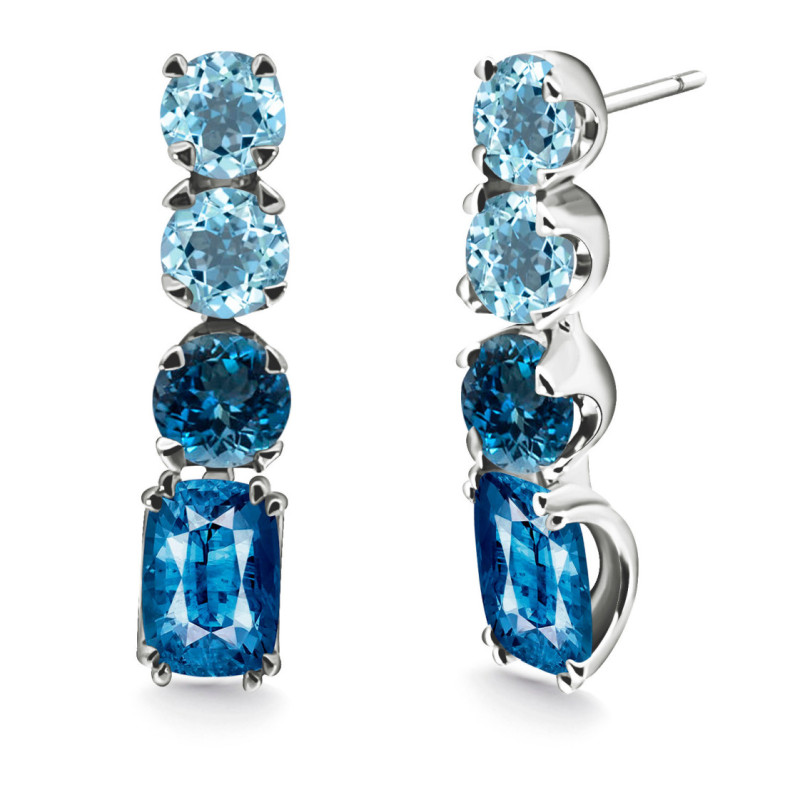 Pendientes Oro Topacios Rainbow - Pendientes de Piedras Azul