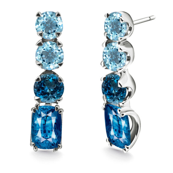Pendientes Oro Topacios Rainbow - Pendientes de Piedras Azul