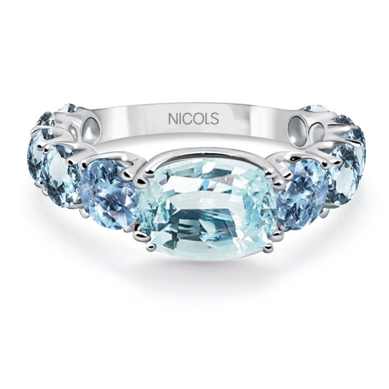 Anillo Oro Aguamarina Rainbow - Anillos Otras Piedras Preciosas