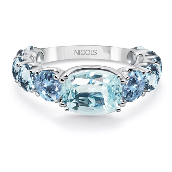 Anillo Oro Aguamarina Rainbow - Anillos Otras Piedras Preciosas