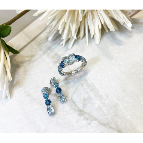 Anillo Oro Aguamarina Rainbow - Anillos Otras Piedras Preciosas