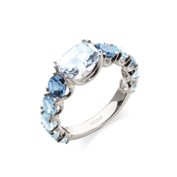 Anillo Oro Aguamarina Rainbow - Anillos Otras Piedras Preciosas