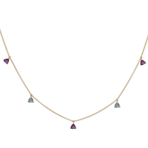 Collar Colgantes Piedras Amatista Y Topacio Trillon - Blaue Steine Halsketten