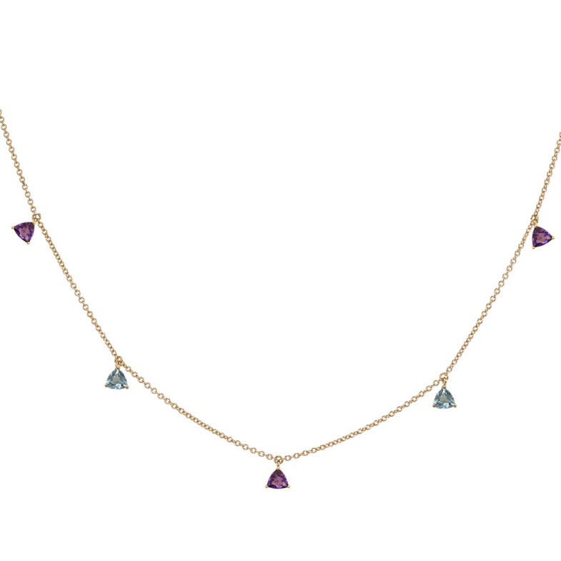 Collar Colgantes Piedras Amatista Y Topacio Trillon - Blaue Steine Halsketten