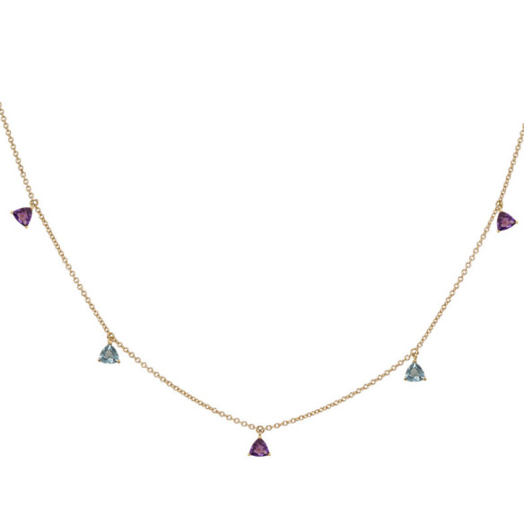 Collar Colgantes Piedras Amatista Y Topacio Trillon - Blaue Steine Halsketten