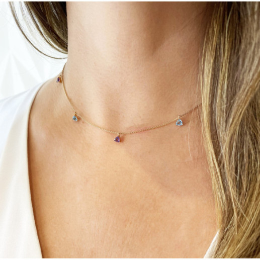 Collar Colgantes Piedras Amatista Y Topacio Trillon - Blaue Steine Halsketten 2