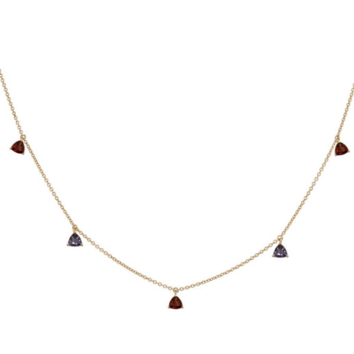 Collar Colgantes Piedras Grante Y Iolita Trillon - Colliers en pierre rouges 2