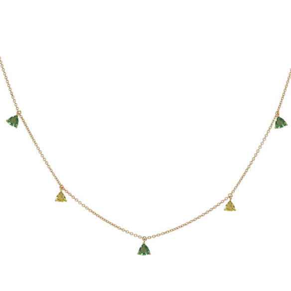 Collar Colgantes Piedras Cuarzo Verde Y Cuarzo Limón Trillon - Grüne Steinketten