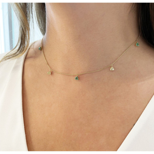 Necklace Pendants Green Quartz and Lemon Quartz TRILLON - Green Stone Necklaces 2