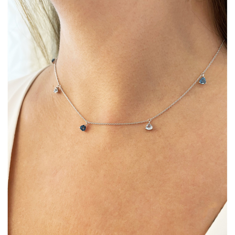 Collar Colgantes Topacio Azul Trillon - Colares de pedras azuis