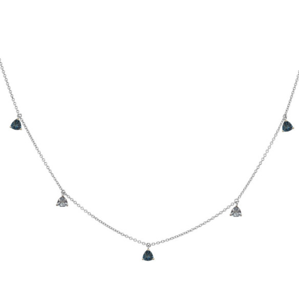 Collar Colgantes Topacio Azul Trillon - Colares de pedras azuis