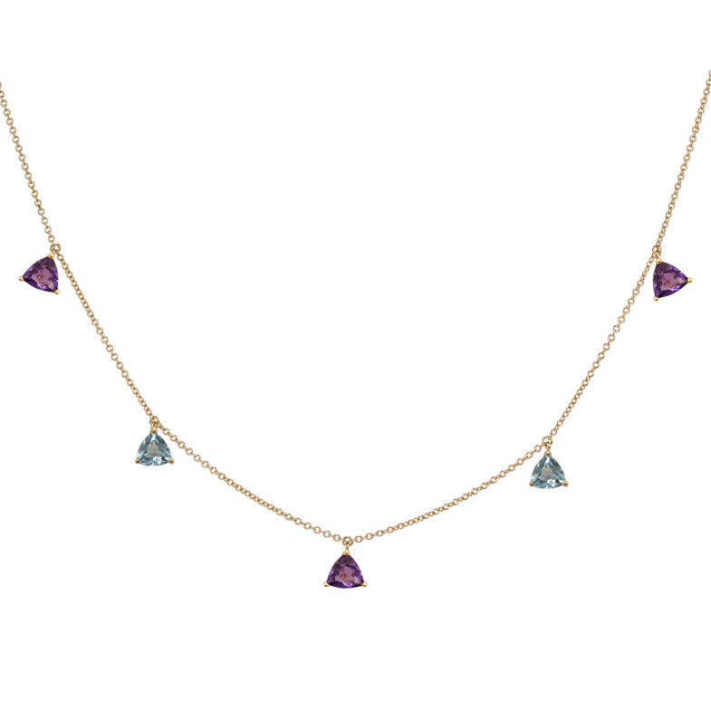Collar Colgantes Piedras Amatista Y Topacio Trillon - Blaue Steine Halsketten