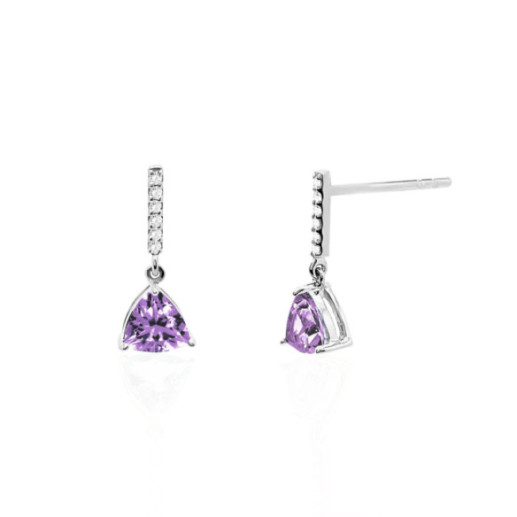 Pendientes Amatista Y Diamantes Trillon - Pendientes Otras Piedras de Colores 2