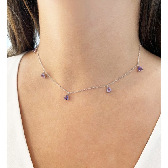 Collar Colgantes Piedras Amatista Trillon - Collares Otras Piedras de Colores