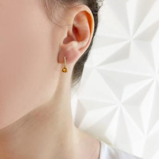 Citrine and Diamond Earrings TRILLON - Colored Gemstone Earrings 2