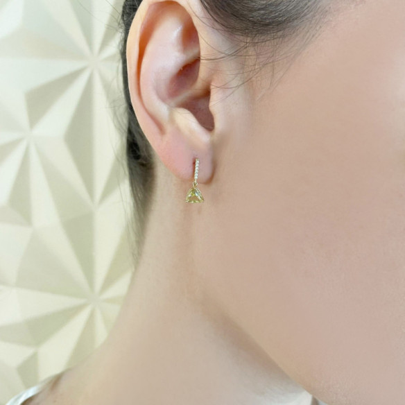 Pendientes Cuarzo Limón Y Diamantes Trillon - Pendientes Piedras de Colores