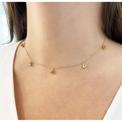 Collar Colgantes Piedras Citrino Y Cuarzo Limón Trillon - Colares Outras pedras coloridas 2