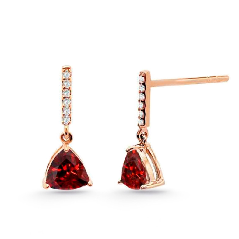 Pendientes Granate Y Diamantes Trillon - Pendientes Otras Piedras de Colores