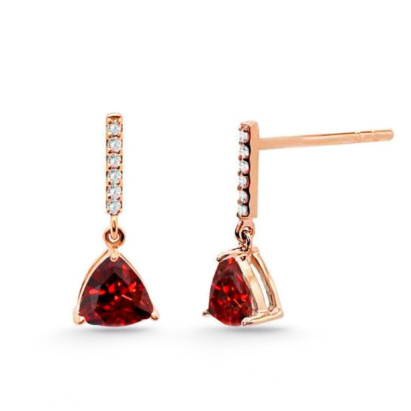 Pendientes Granate Y Diamantes Trillon - Pendientes Piedras de Colores