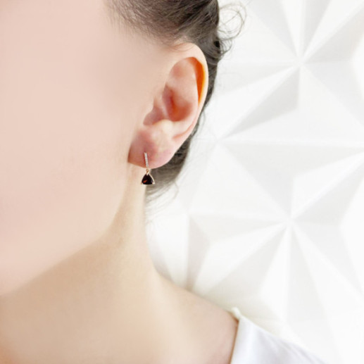 Pendientes Granate Y Diamantes Trillon - Pendientes Otras Piedras de Colores 2