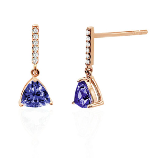 Pendientes Iolita Y Diamantes Trillon - Brincos Outras pedras coloridas