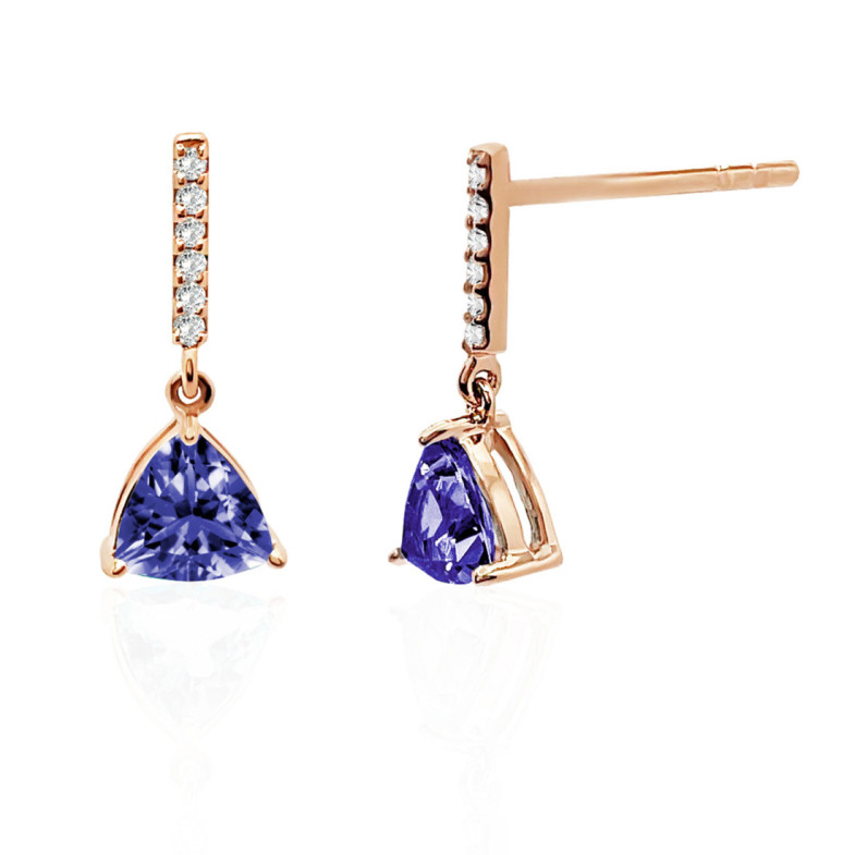 Pendientes Iolita Y Diamantes Trillon - Boucles d'oreilles autres pierres colorées