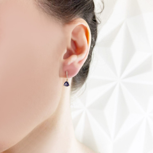 Pendientes Iolita Y Diamantes Trillon - Brincos Outras pedras coloridas 2