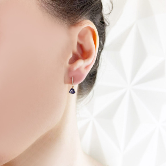 Pendientes Iolita Y Diamantes Trillon - Pendientes Piedras de Colores