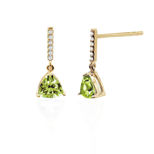 Peridot and Diamond Earrings TRILLON - Green Stone Earrings